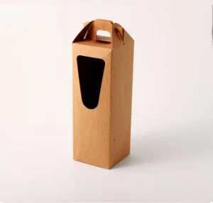 Caixa para Garrafa com Visor - Kraft ( 7 x 7 x 20 cm ) - 50 unidades
