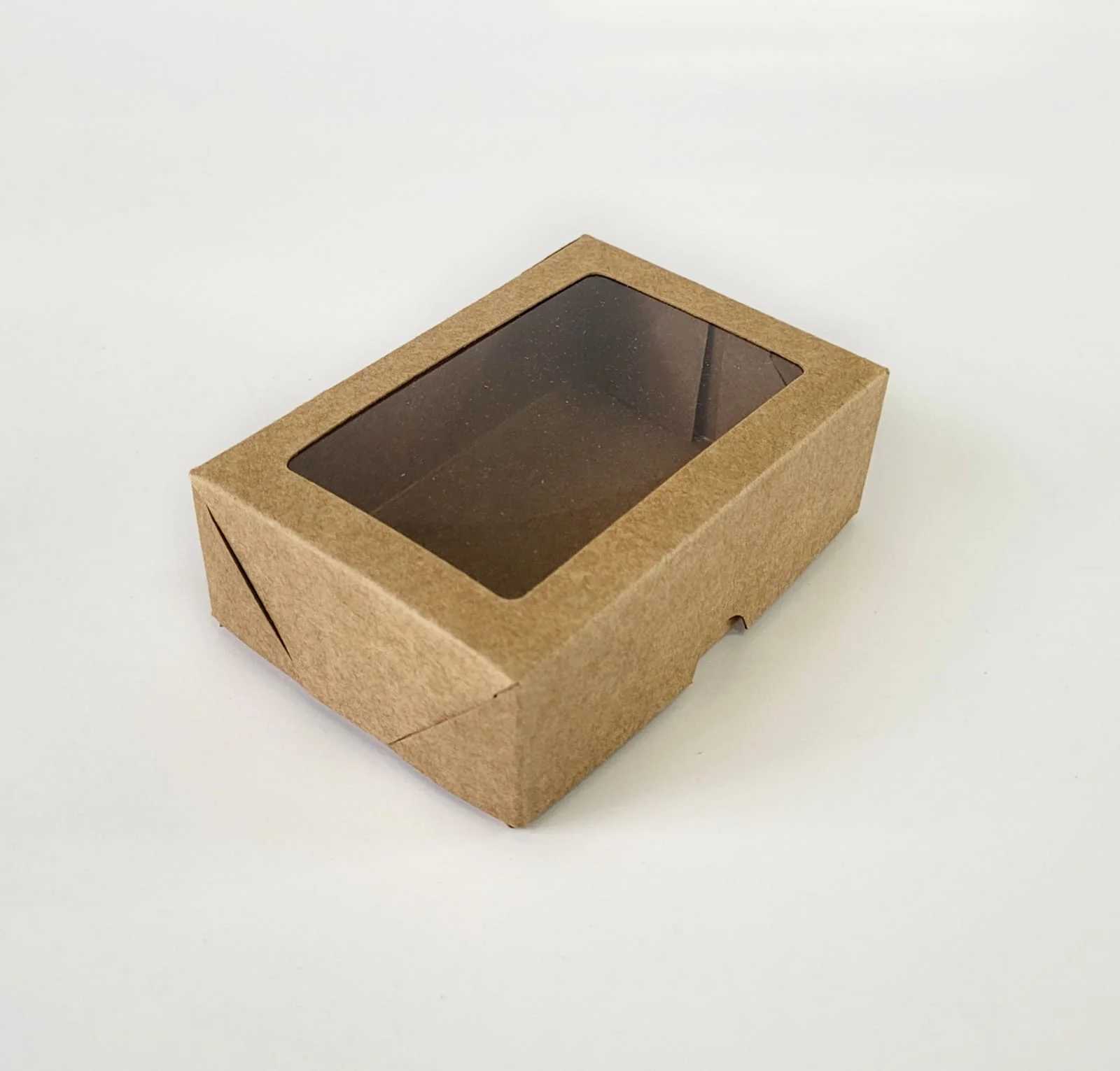 Caixas Kraft com Visor - 6 brigadeiros (11cm x 7,5cm x 3,5cm) - 100 Unidades