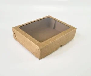 Caixas Kraft com Visor - 12 brigadeiros (15cm x 12cm x 3,5cm) - 100 Unidades